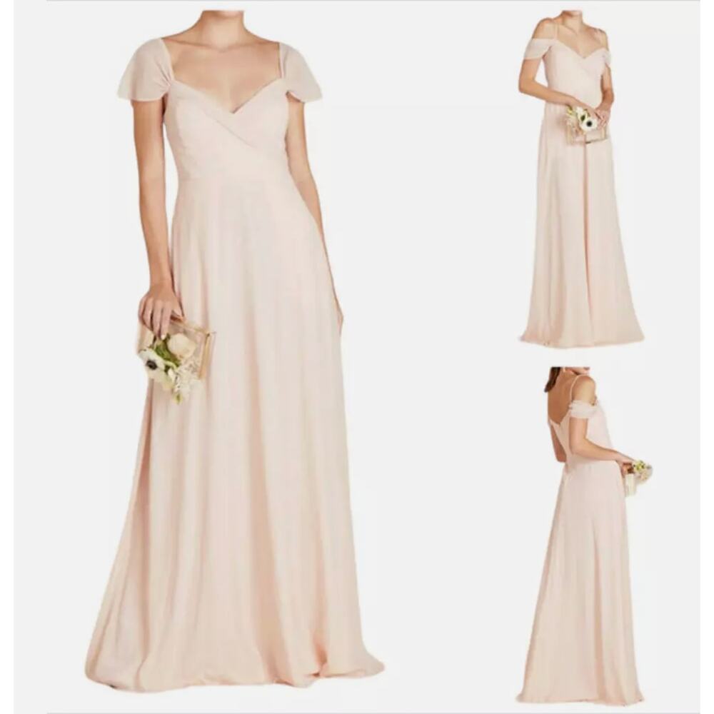 New Birdy Grey Spence Convertible Chiffon Dress Pockets Pale Blush Pink Size XS